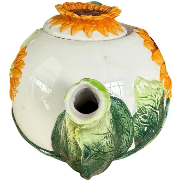 Vintage Sunflower Nature Ceramic Teapot - Picture 7 of 8
